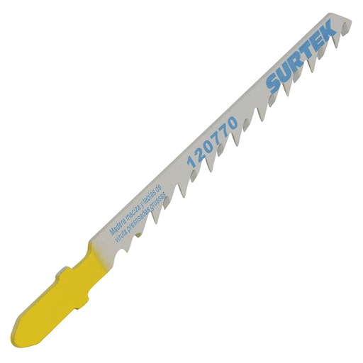[120770] Segueta para sierra caladora zanco tipo T para corte curvo, acabado grueso, 100 mm, 6 dpp Surtek