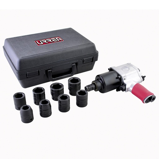 [UP772HKM] Juego de pistola de impacto neumática cuadro de 3/4" y accesorios métricos, 10 piezas Urrea