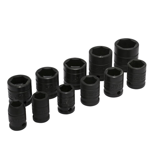 [74102] Juego de dados de impacto cuadro de 1/2", 6 puntas, en pulgadas, 11 piezas Urrea