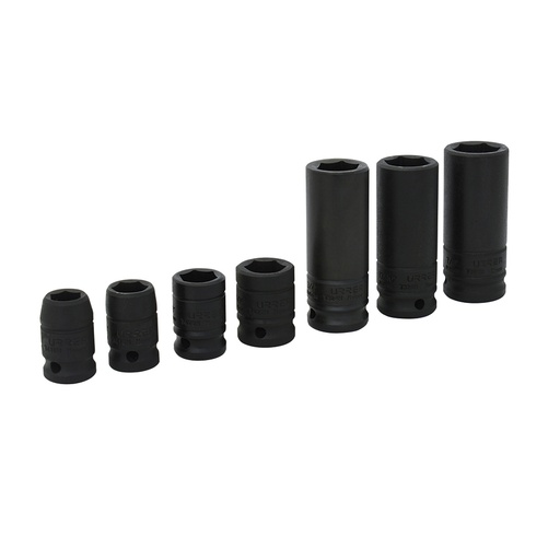 [7400CA] Juego de dados de impacto combinados cuadro de 1/2", 6 puntas, en pulgadas, 7 piezas Urrea