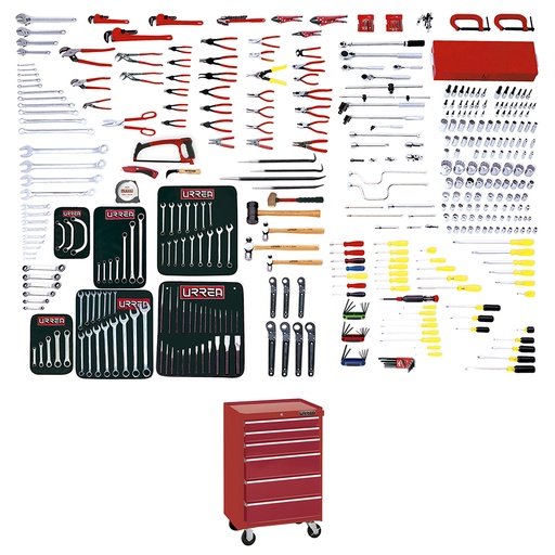 [99621] Juego maestro industrial combinado 398 piezas, con gabinete EX27M6 Urrea