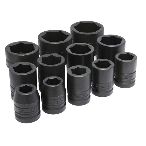 [15201] Juego de dados de impacto cuadro de 1", 6 puntas, métricos, 12 piezas Urrea
