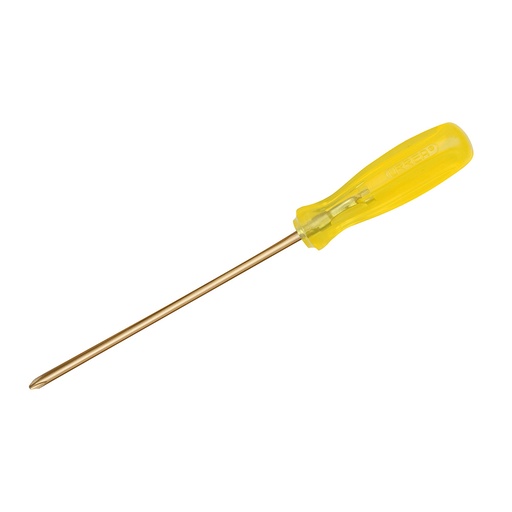 [UH9687] Destornillador de bronce-aluminio antichispa con mango ámbar, punta phillips de #2 Urrea