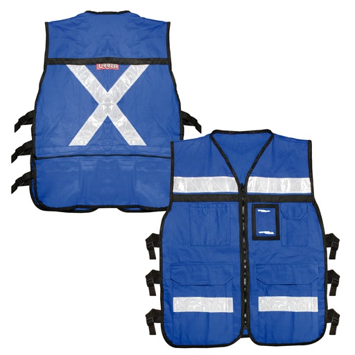 [USCH21] Chaleco de seguridad tipo supervisor cerrado con reflejante azul M Urrea