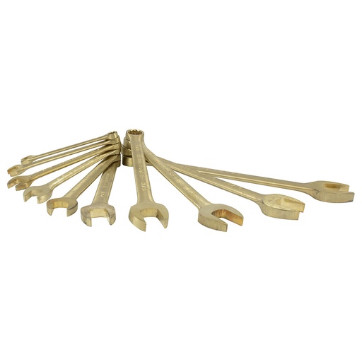 [UH1200G] Juego de llaves combinadas de bronce-aluminio antichispa en pulgadas, 12 puntas, 10 piezas Urrea