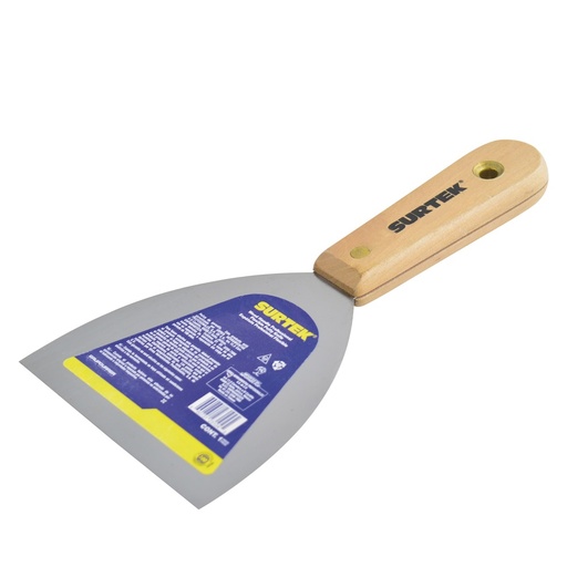 [123105] Espátula flexible de acero de alto carbón con mango de madera 5" Surtek