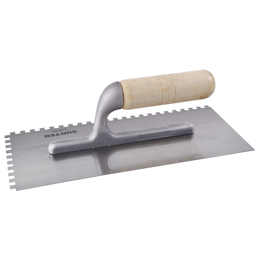 [123185] Llana dentada cuadrada de acero al alto carbón con mango de madera 6 remaches, 11" x 5" Surtek