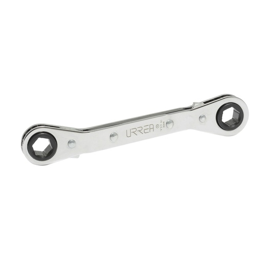 [1182M] Llave de estrías pulido espejo acodada de matraca métrica, 6 puntas, 9 x 10 mm Urrea
