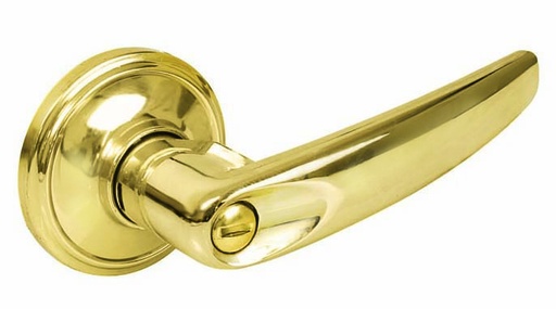 [13MA] Manija tubular recta función baño, latón brillante, llave estándar, blíster Lock