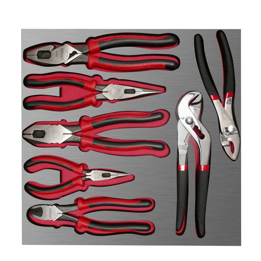 [CH212L] Juego de pinzas bimaterial 7 piezas, charola CH212L-C Urrea