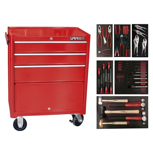 [JI50] Juego industrial con organización modular de 3 gavetas 50 piezas, con gabinete I27M3 Urrea