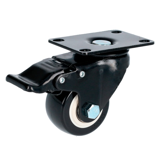 [RVN7B] Rodaja de PVC negro con placa giratoria con freno 3" Surtek