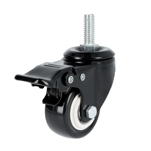 [RVNE7B] Rodaja de PVC negro con espiga roscada con freno 3" Surtek
