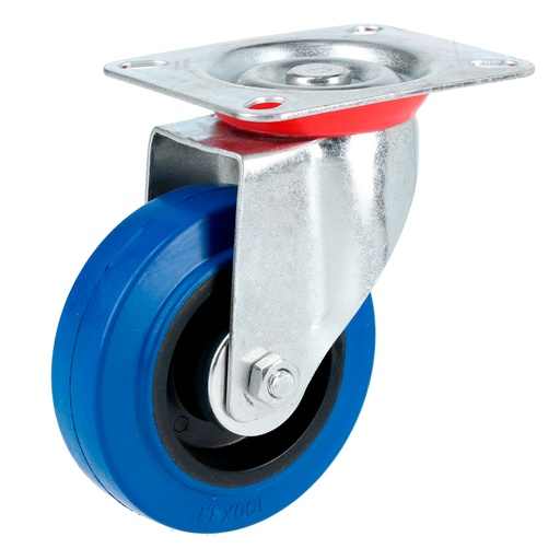 [RGO10G] Rodaja de goma elástica giratoria azul 4" Surtek