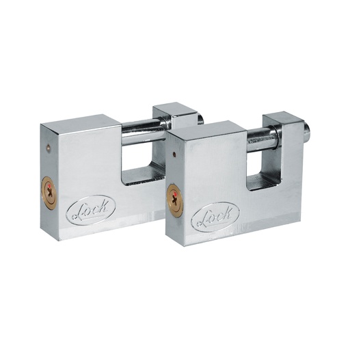 [J2CC] Juego de candados para cortina 80 mm, niquel satinado, llave estándar, 2 piezas Lock