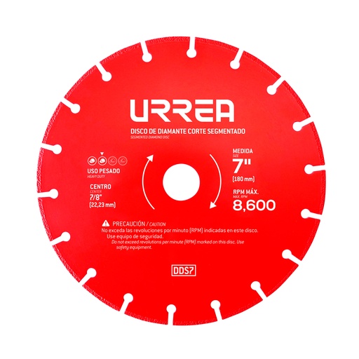 [DDS7] Disco de diamante segmentado, 7" Urrea