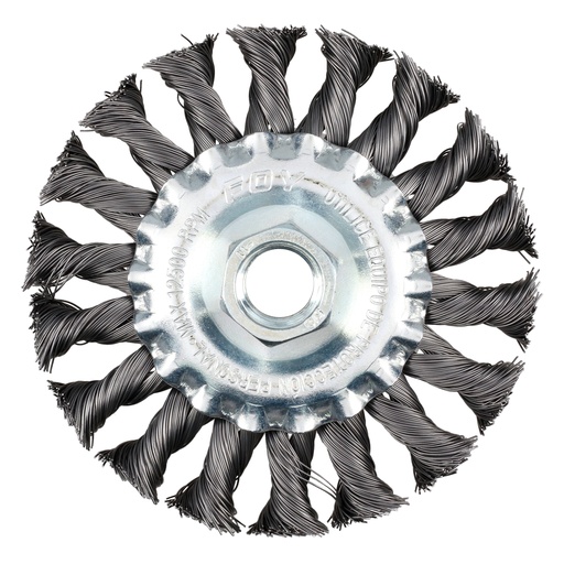 [C319] Carda circular trenzada alambre delgado 4" x 0.35 con rosca 5/8" Foy