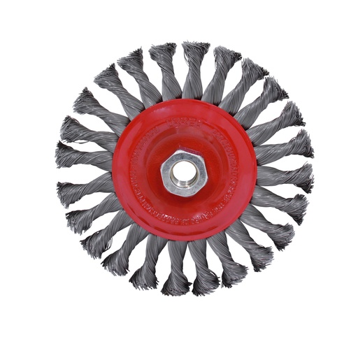 [C829] Carda circular trenzada alambre grueso 4" x 0.50 mm con rosca M14 Urrea