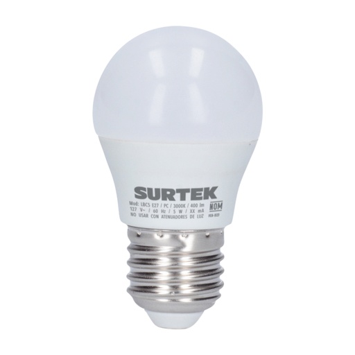 [LBC9] Lámpara de LED tipo bulbo A19, 9 W luz cálida Surtek