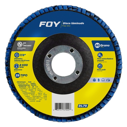 [DL78] Disco laminado tipo 29 grano 80, 7" Foy