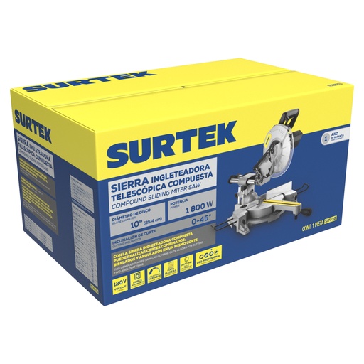 [SI710B] Sierra de inglete telescópica 10" 1800 W Surtek