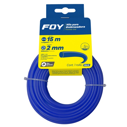 [NA2] Nailon redondo para desbrozadora en tarjeta, 2 mm x 15 m Foy