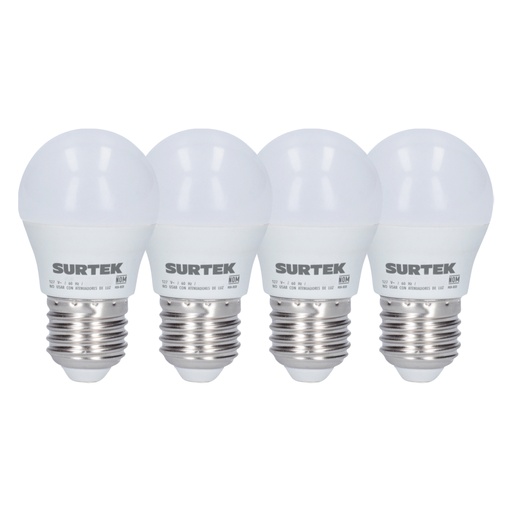 [PLBD11] Paquete de 4 lámparas de LED tipo bulbo A19, 11 W luz de día Surtek