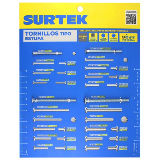 [MUET14] Muestrario de tornillos tipo estufa Surtek