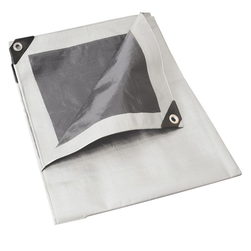 [LE2X3B] Lona de polietileno color blanco con fondo plata, 2 x 3 m Foy