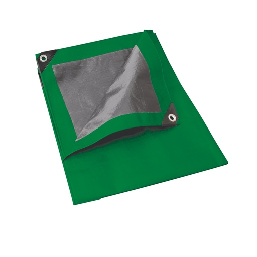 [L2X3V] Lona de polietileno color verde con fondo plata, 2 x 3 m Foy