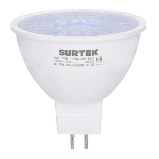 [LL5C6] Lámpara de LED tipo GU5.3, 6 W luz cálida Surtek