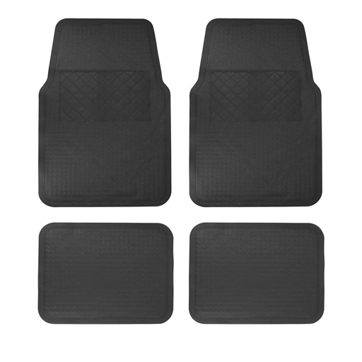 [TA4NF] Juego de tapetes para auto, 4 piezas, color negro Foy