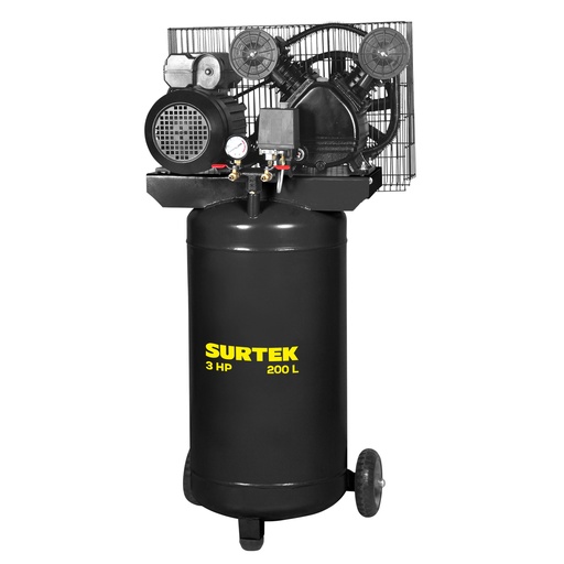 [CMPV6200] Compresor de aire eléctrico con transmisión de banda vertical 200L, 3HP, 200V Surtek