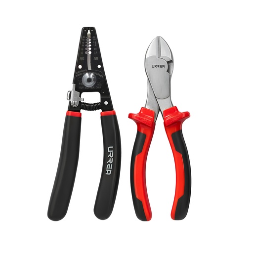 [JE2] Juego de pinzas para electricista con mango bimaterial, 2 piezas Urrea
