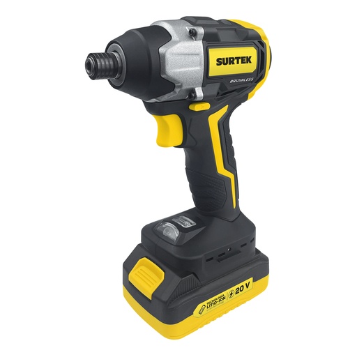 [AI620] Atornillador de impacto 1/4" a batería Litio-ion 20 V, 200 Nm Surtek