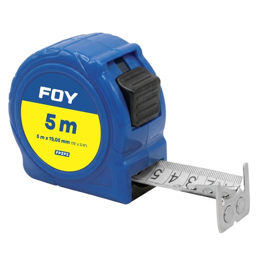 [FPZF5] Flexómetro con carcasa de plástico color azul, 5 m x 19 mm Foy